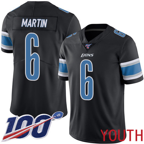Detroit Lions Limited Black Youth Sam Martin Jersey NFL Football 6 100th Season Rush Vapor Untouchable